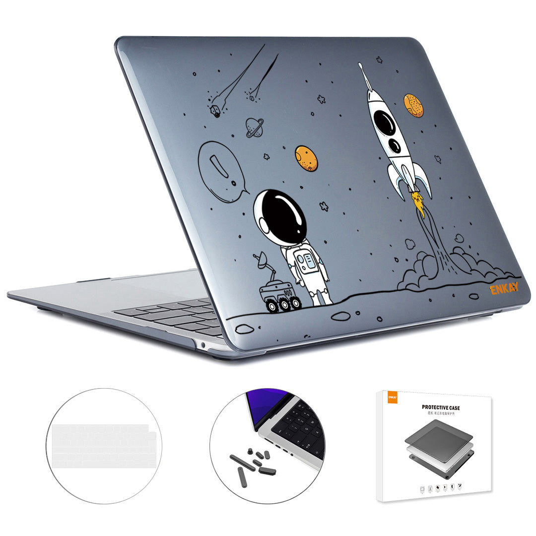 Astronaut Pattern Laptop Case for MacBook Pro 14 inch (2021) A2442 (EU) Shockproof Case with TPU Keyboard Cover + Anti-dust Plugs - Astronaut No.1 Astronaut Pattern Laptop Case for MacBook Pro 14 inch (2021) A2442 (EU) Shockproof Case with TPU Keyboard Cover + Anti-dust Plugs - Astronaut No.1